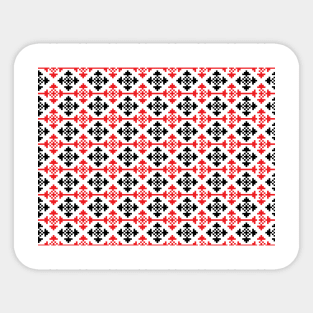 Red - Black Traditional Romanian Pattern Sticker